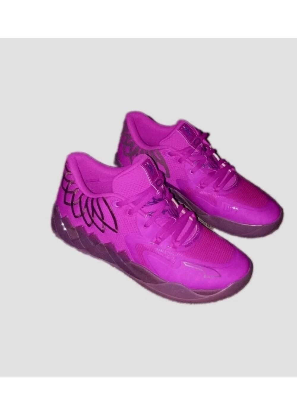 Puma Men's Bright Pink Athletic Sneakers with Black Wing Accent